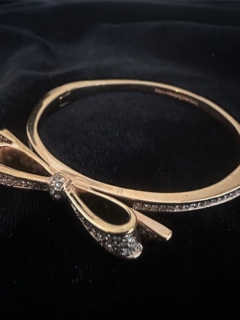 Kate Spade Love Notes Rose Gold Bow Pavé Hinged Bracelet - Picture 10 of 10